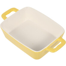 Bandeja de cozinha cerâmica dupla alça panela de cozinha amarela placa alimentar segura para forno