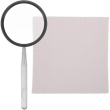 Håndholdt smykkeforstørrelsesglass 35x 50mm metalllupe med rengjøringsklut