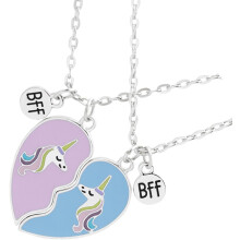 Halskettenset mit Herzanhänger für Mädchen, Schmuckset mit Einhorn-Schlüsselbeinkette aus Legierung