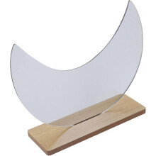 Irregular Desktop Mirror Wooden Base Frameless Moon Shape Cosmetic Mirror