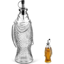 Ölspenderflasche aus Glas, auslaufsicher, großes Fassungsvermögen, fischförmig, 500 ml