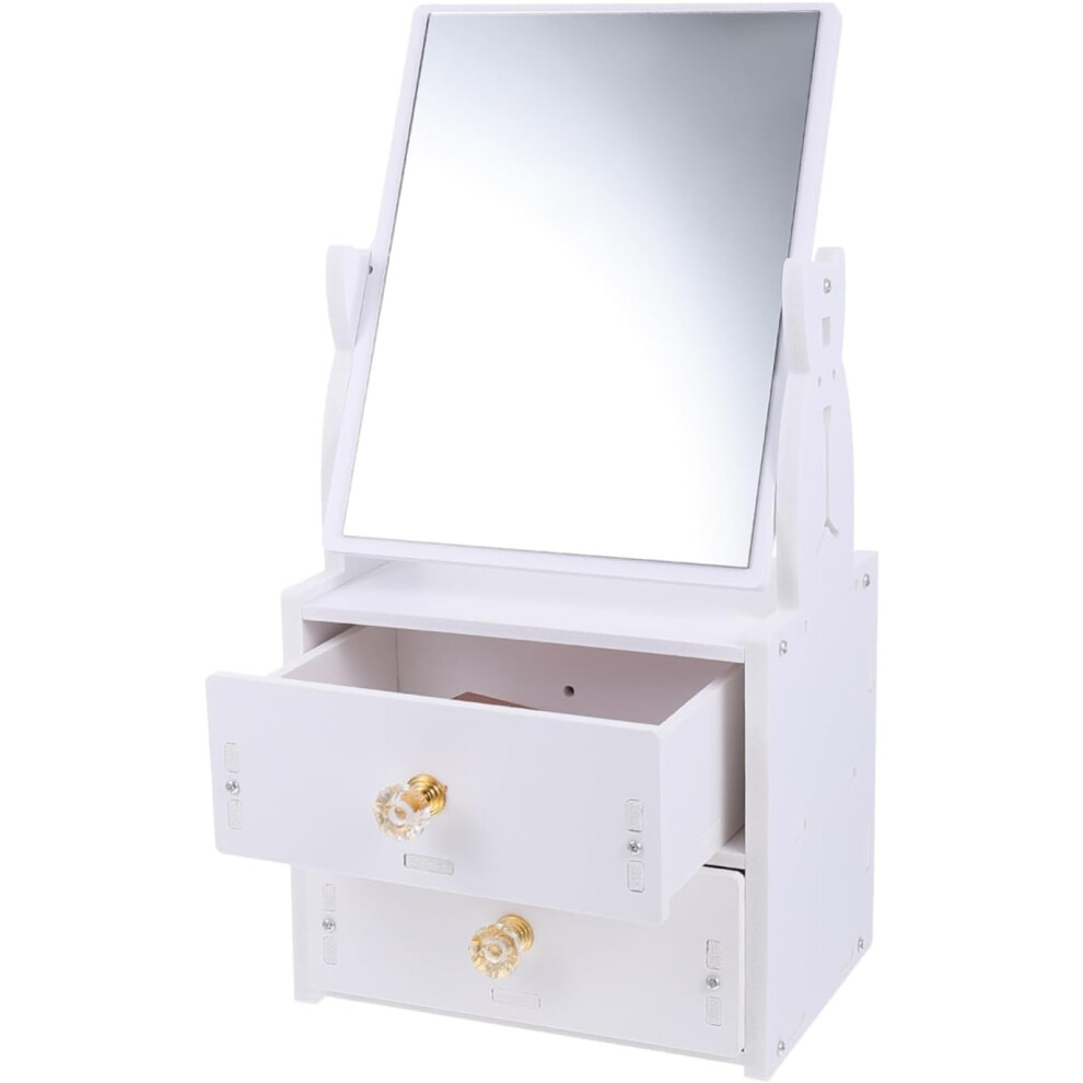 Hkhbjs Desktop Makeup Mirror With Storage Vanity Organizer For Women Compact Tabletop Beauty Mirror