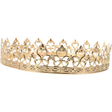 Lightweight Gold Metal Prince Crown for Men European Hollow Design Tiara Comfortable Fit Cosplay Headwear
