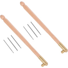 2 conjuntos de agulha de bordado de crochete com alça ergonômica, madeira e cobre Material Beading Tool Kit