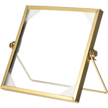 Bilderrahmen aus Goldmetall und Glas mit gepressten Blumen für handgefertigte Blumenkunst und Wohndekoration