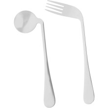 Ensemble de couverts coudés (fourchette et cuillère) pour personnes âgées, vaisselle pratique en acier inoxydable