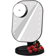 LED-Kosmetikspiegel mit USB-Anschluss, USB-betrieben, Touch-Sensor, tragbar, faltbar, schwarz