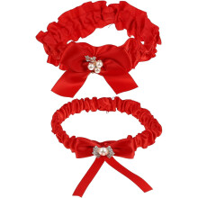 Brautstrumpfband mit Schleifendesign, rotes Hochzeitsstrumpfband für Damen, geeignet für Brautparty und Hochzeitstag