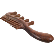 Tragbarer Kopfhautmassagekamm aus Holz mit fünfzinkigem, rundem Kopf