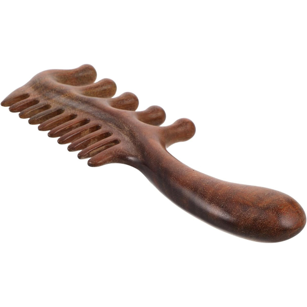 Hkhbjs Portable Wood Scalp Massage Comb Five-Tooth Round Head Design