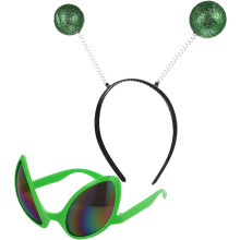 2pcs chapéu do festival do homem do prato com moldura verde óculos engraçados e acessórios de cabelo banda de cabeça da festa