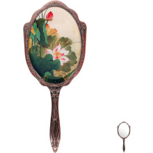 Tragbarer Handspiegel mit Griff, Schminkspiegel im Vintage-Stil