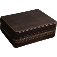 Vintage Leder-Uhrenetui mit 4 Fächern, Reise-Uhrenorganizer-Box