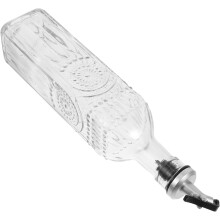 Kreative, geschnitzte Glas-Ölflasche mit automatischem Öffnungs- und Schließmechanismus und tropffreiem Ausgießer, 500 ml