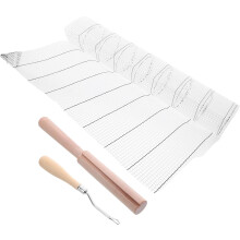 Teppichknüpfset 50 x 100 cm schwarzes Netzgewebe, Knüpfwerkzeug mit Holzgriff und Garnabschneider