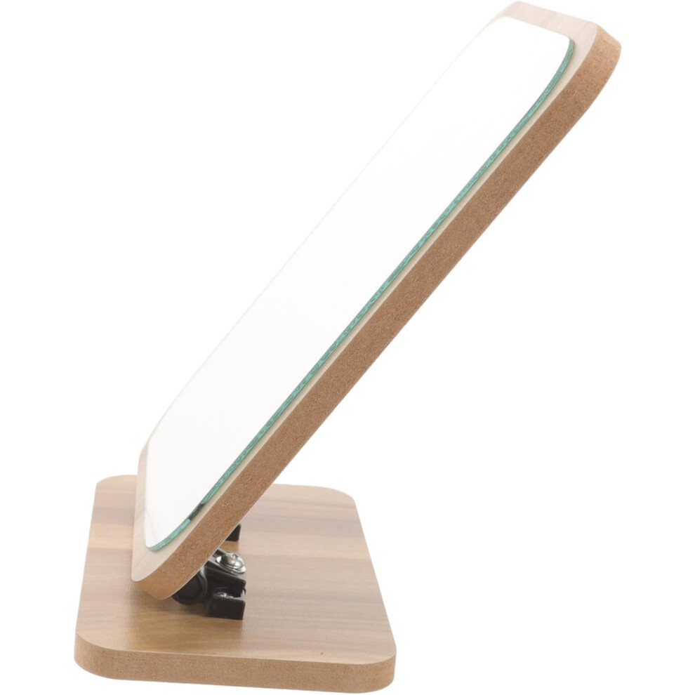 Hkhbjs Beige Rotating Vanity Mirror Wooden Stand Tabletop Swivel Makeup Mirror For Bedroom Bathroom For Women Daily Use