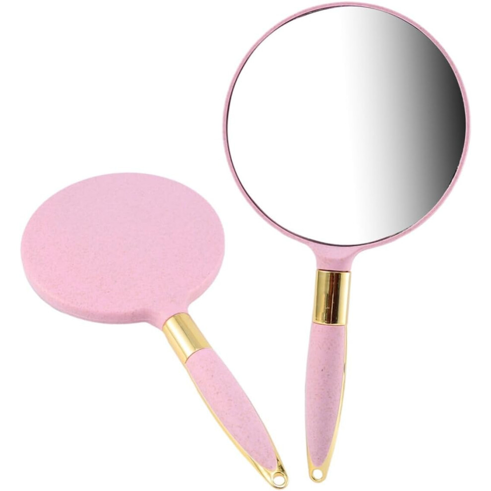 Hkhbjs Handheld Round Pink Cosmetic Mirror Portable Makeup Mirror Lightweight For Women Girls Travel And Daily Use