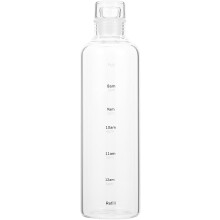 Tragbare Wasserflasche, 500 ml, großes Fassungsvermögen, Kunststoff-Getränkeflasche mit Zeitskala