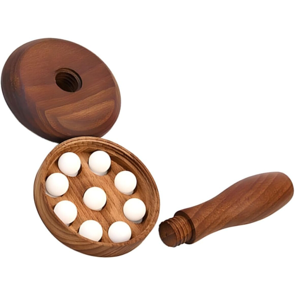 Hkhbjs Handheld Wooden Nine-Ball Massage Roller Stick With Detachable Metal Balls