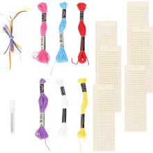 Kit de costura cruzada de madeira 6pcs com marcadores de madeira retangulares feitos à mão DIY conjunto de decoração de costura cruzada