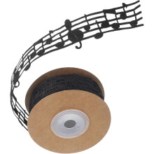 Hohles Musiknotenband zum Basteln und Verpacken, Schwarz, 10 Yards (ca. 9,1 m) dekoratives Musiknotenband