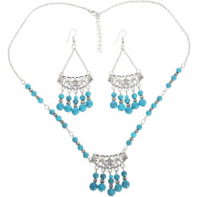 Stilvolles Vintage-Perlenhalsketten-Set, ethnischer Schmuck, Anhänger, Kopfschmuck und Ohrringe – perfekt für Partys