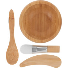 4-teiliges Set aus Holz-Mischschalen für Gesichtsmasken mit Pinsel und Spatel für selbstgemachte Hautpflege