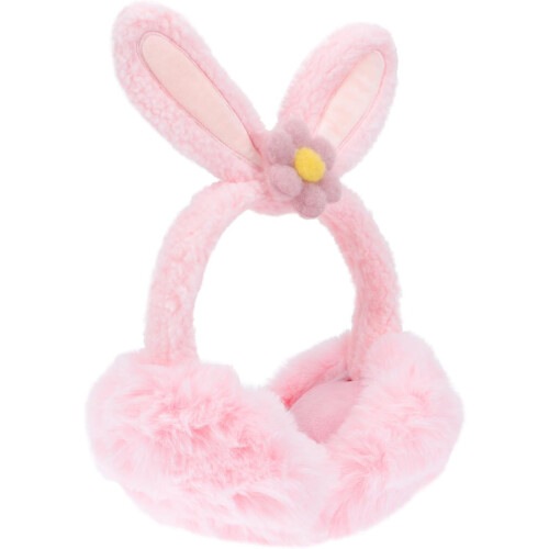 Adorabili paraorecchie in peluche con orecchie di coniglio per uso esterno, caldi e comodi per l'inverno.