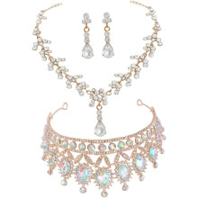 Vintage-Brautkrone mit Strasssteinen, passend zu Halskette und Ohrringen – eleganter Hochzeitsschmuck