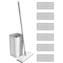 Mikrofaser-Mopp- und Eimer-Set mit Edelstahlgriff und rutschfesten Mikrofaserpads