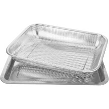 Frittierkorb aus Edelstahl, antihaftbeschichtet, hitzebeständig, silberfarben, rechteckig