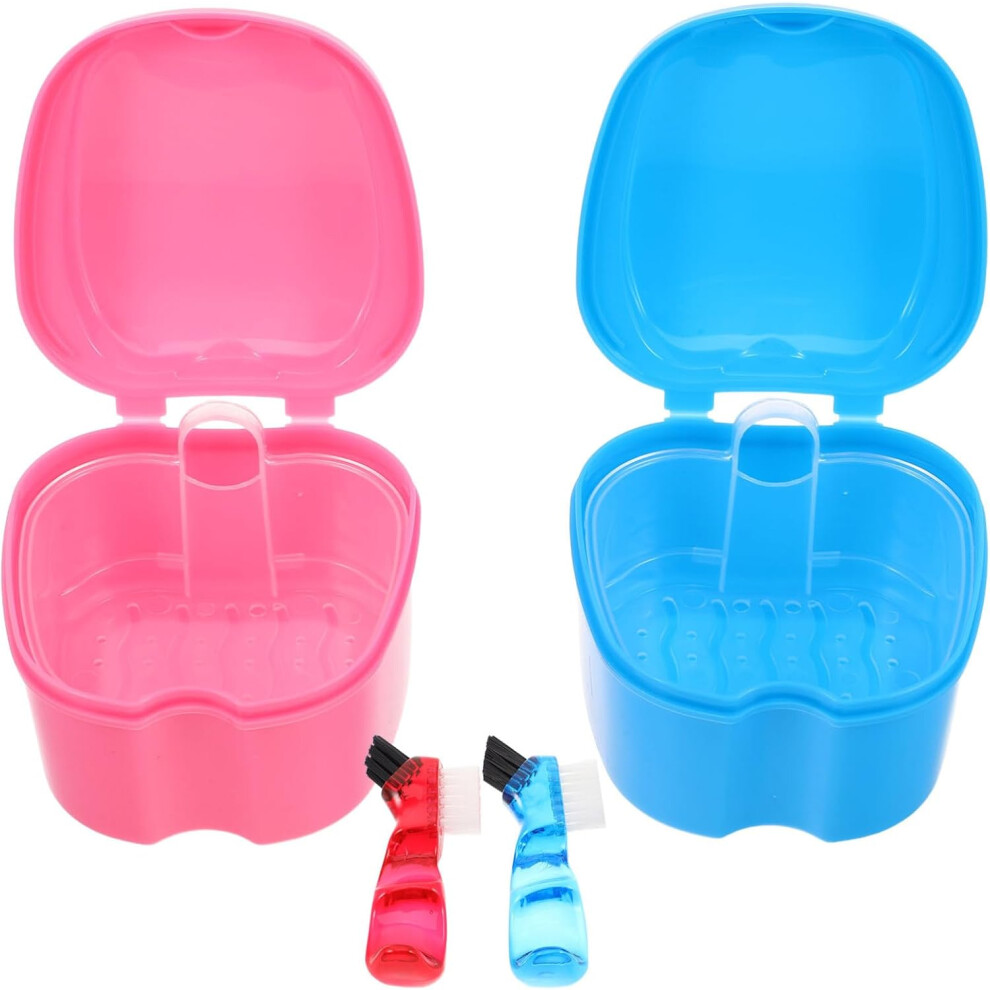 Hkhbjs 2 Sets Denture Brush And Toothbrush Case Set With Waterproof Pp Material And Nylon Bristles