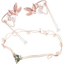 Haarschmuck Ohrclip Dekorative Ohrringe ohne Piercing Krone Stirnband für Frauen Mädchen Elfenkrone
