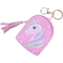 Mini porte-monnaie pour femmes, garçons et filles, adorable pochette de rangement rose en PU avec motif dessin animé