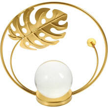 Bola de cristal com suporte Monstera projetado ornamento decorativo elegante feito