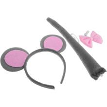 3-teiliges Set Maus-Stirnband mit Ohren und Schwanz für Erwachsene – Halloween-Kostümpartys