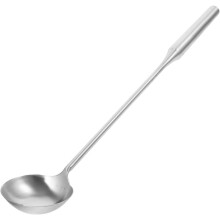 Cucchiaio da cucina in acciaio inox con manico lungo, comodo da impugnare, monoblocco, colore argento, utensile da cucina