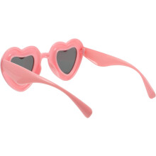 Lunettes de soleil en forme de cœur pour femmes, style rétro années 90, monture rose et grise en plastique, parfaites pour les fêtes à la plage.