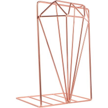 Buchstützen aus roségoldenem Eisen in Diamantform, Metall-Buchstopper für den Schreibtisch