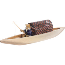 Mini modelo de barco de pesca de madeira, ornamento de paisagem do oceano náutico