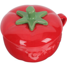 Teebecher, Wasserbecher, 350 ml, Keramik, Mehrzweckbecher mit Deckel, tomatenförmiges, kreatives und stilvolles Design