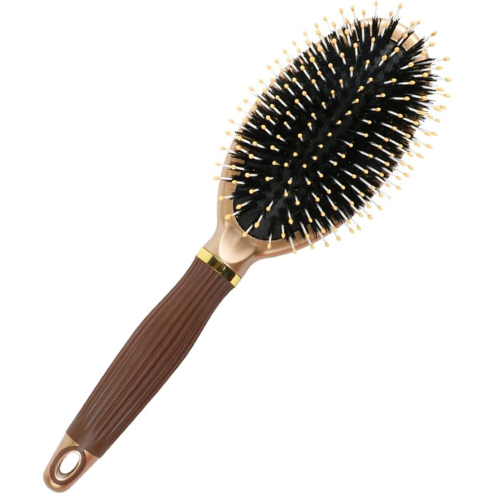 Hkhbjs Oval Gold Pig Bristle Massage Hair Brush Plastic Handle Hair Comb Static Detangling Comb