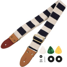 7-teiliges Set Gitarren-Ersatzgurte, verbreitert, längenverstellbar, dehnungsbeständig, aus dickem Leder, Nylon und Kunststoff, Schultergurt