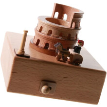 Spieluhr aus Holz im Stil des Kolosseums, kreative Spieluhr aus Kunststoff