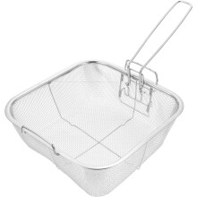 Quadratischer Frittierkorb aus Edelstahl, 24 x 24 cm, Frittierkorb mit Ölablauf