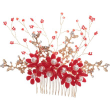 Perlen-Brauttiara, handgefertigter Haarkamm mit Einsatz für Damen, blumenförmiger Haarschmuck