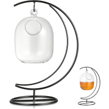 Copa de vino colgante, copa de cristal, hierro grueso negro, decoración de mesa para fiestas