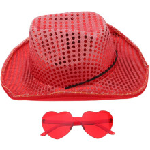 Paillettenbesetzter Cowboyhut für Damen – Lustiges Partyaccessoire mit Paillettenmuster