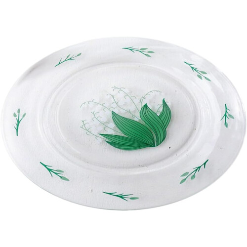 Placa de salada de placa de vidro com design de impressão fresca bordas lisas