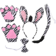 Zebra Headband para meninos e meninas Animal Cosplay Halloween Costume Set orelhas e cauda